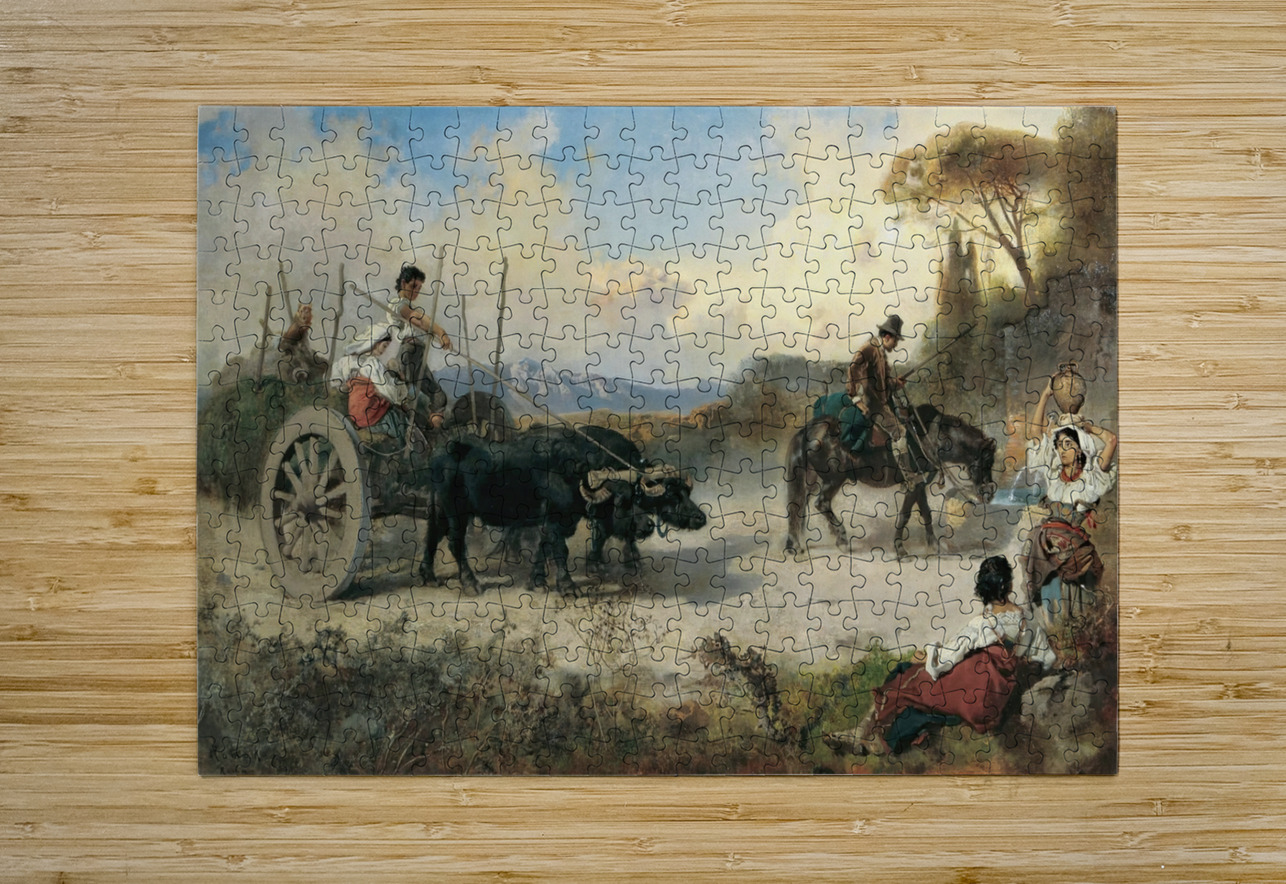 The watering place by Anton Romako [1832–1889] MyCozyFineArt Puzzle printing