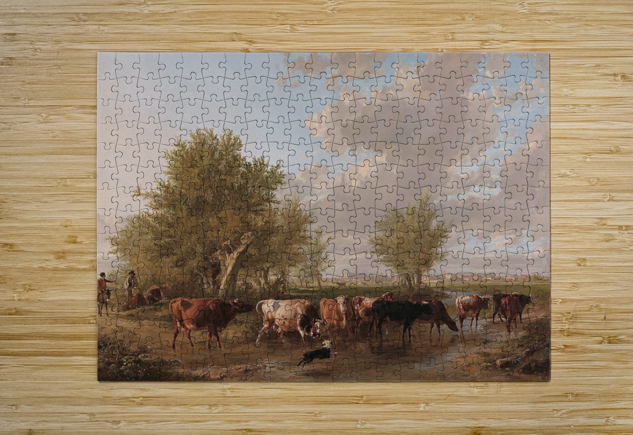Fording a brook. Suburbs of Canterbury [1834] by Thomas Sidney Cooper [1803–1902] MyCozyFineArt Puzzle printing