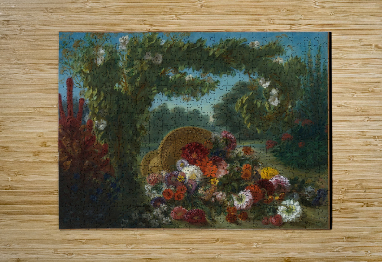 Basket of Flowers [1848–49] by Eugène Delacroix [1798–1863] MyCozyFineArt Puzzle printing