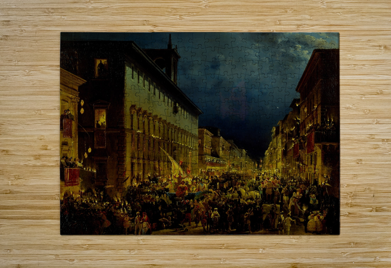 Moccoli Evening In Rome [1834] by Ippolito Caffi [1809–1866] MyCozyFineArt Puzzle printing