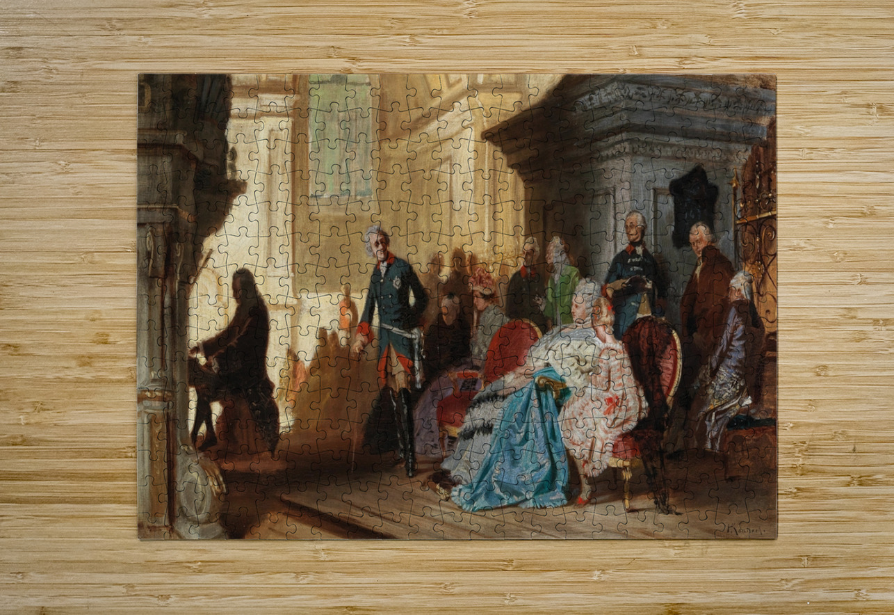 Johann Sebastian Bach at the Organ in Sanssouci in the Presence of Frederick the Great and the Royal Family on 7 May 1747 by Hermann von Kaulbach [1846–1909] MyCozyFineArt Puzzle printing