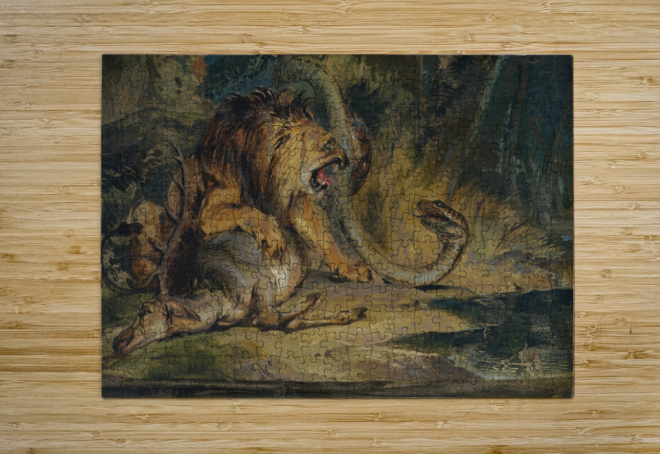 Lion Defending its Prey [c. 1840] by Sir Edwin Henry Landseer [1802–1873] MyCozyFineArt Puzzle printing