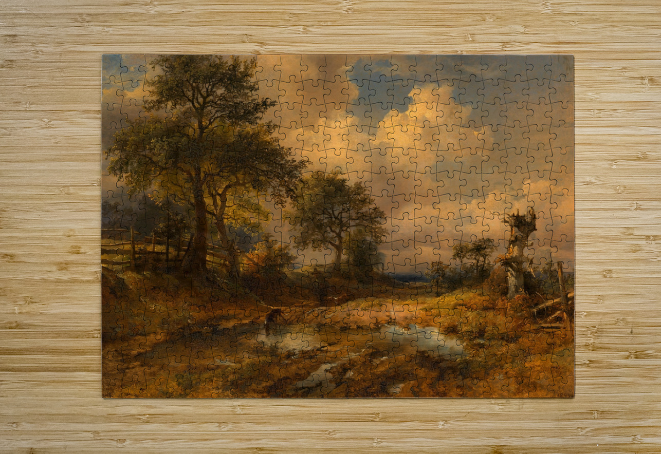 Der Karrenweg [Heimkehrender Jäger] [1844] by Friedrich August Matthias Gauermann [1807–1862] MyCozyFineArt Puzzle printing