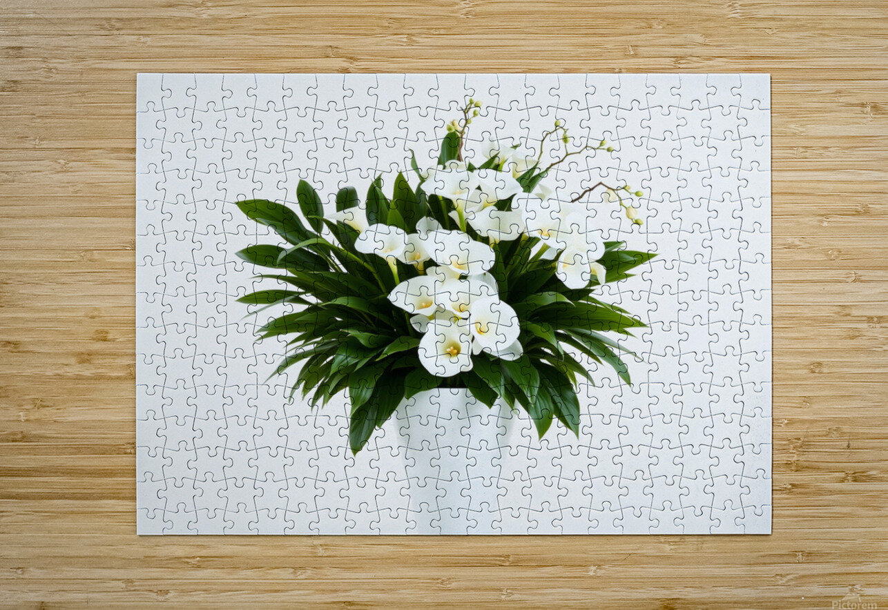 Charming White Orchid Arrangement in Sleek Vase Carole Bally Puzzle printing