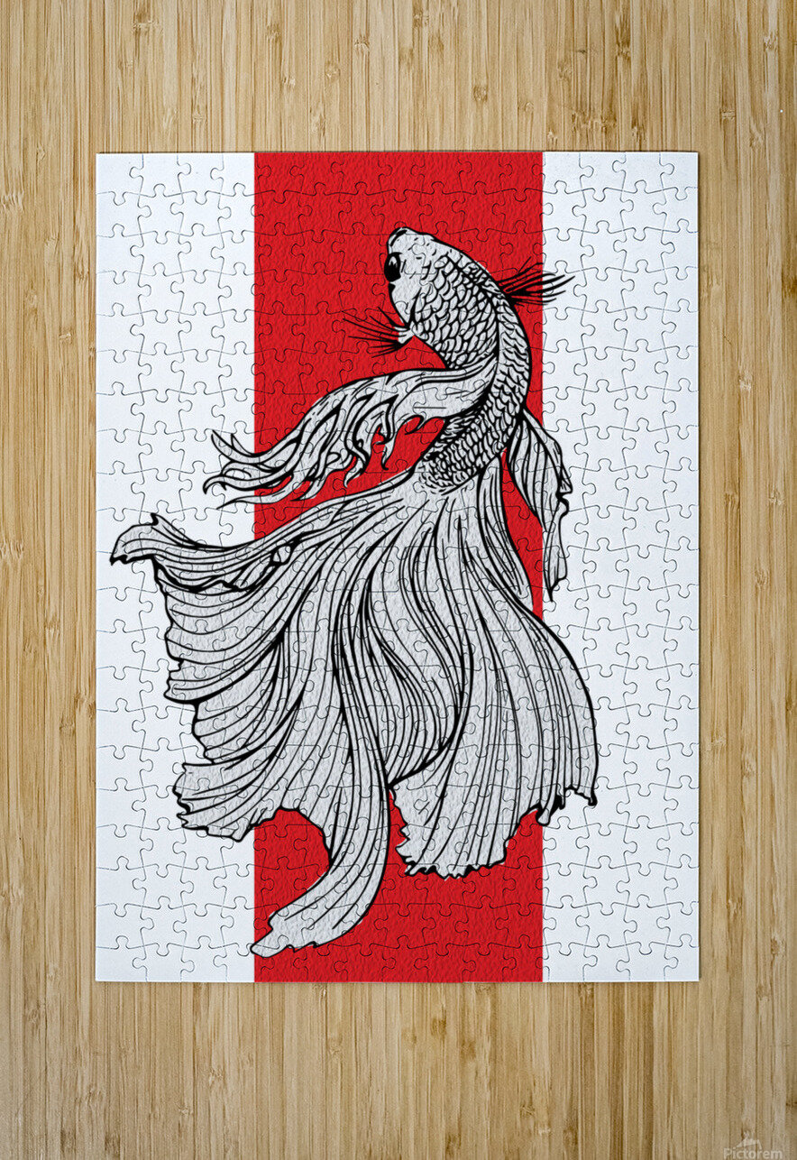 Graceful Betta Fish Line Art – Japanese Minimal Ramy Salah Hefny Puzzle printing