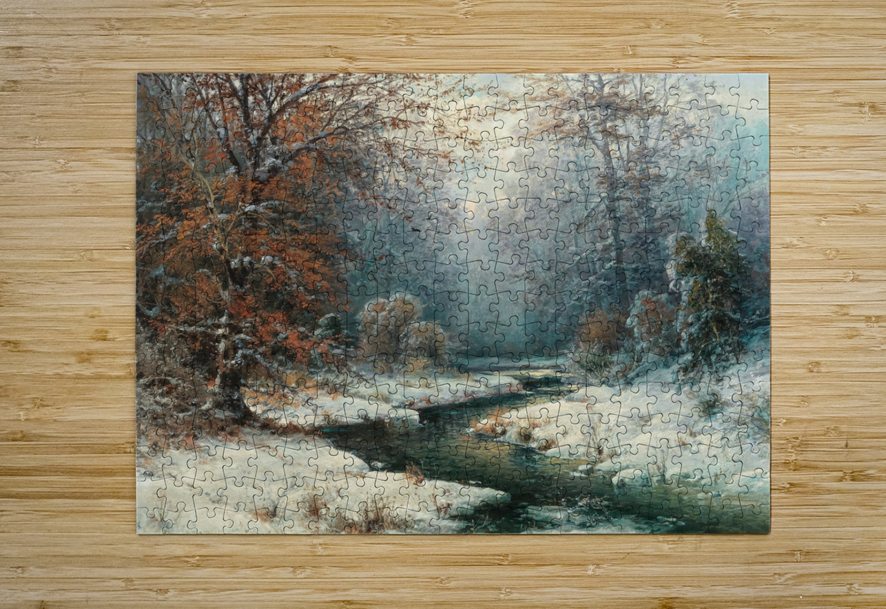 Winterliche Flusslandschaft by Adolf Kaufmann [1848–1916] MyCozyFineArt Puzzle printing