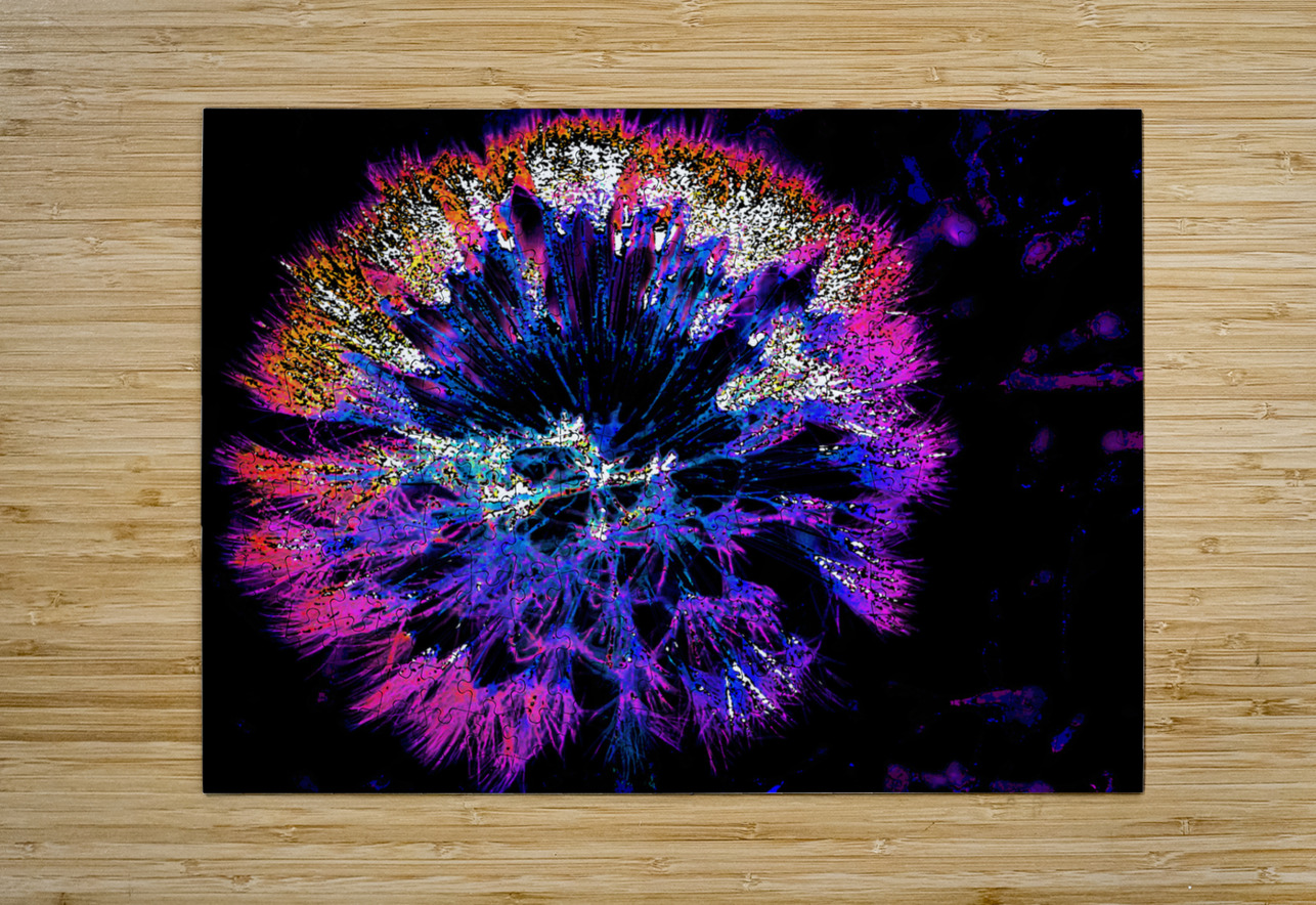 Abstract Neon Dandelion Head Catriona Roberts Nature Photography and Designs Puzzle printing