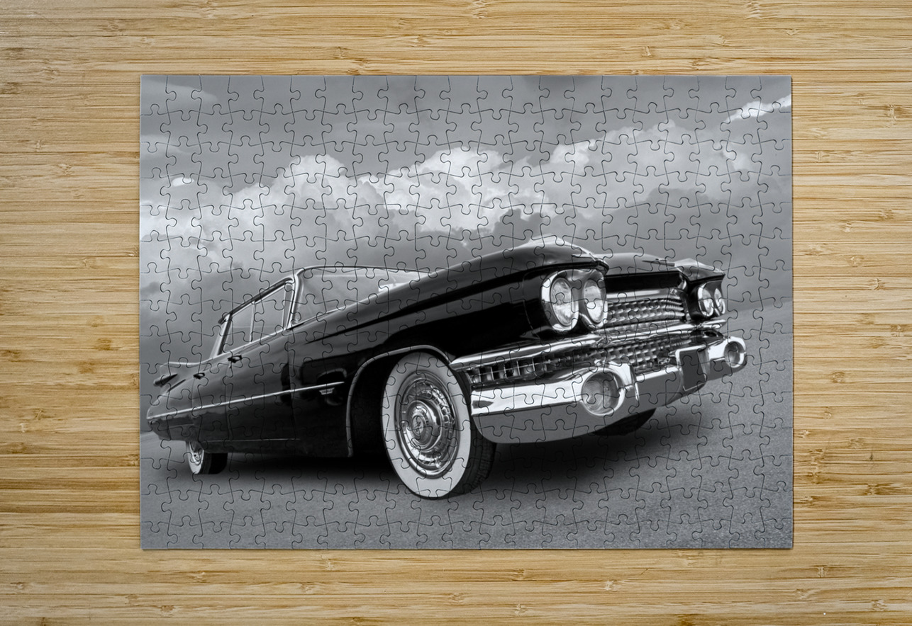 1959 Cadillac Sedan de Ville in Black and White Gill Billington Puzzle printing