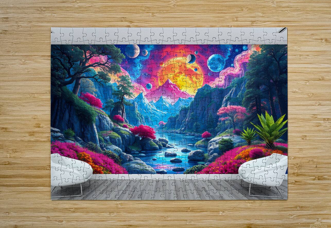 Mural Psychedelique de Paysage Naturel en Verre Trempe saidi abdelhay Puzzle printing