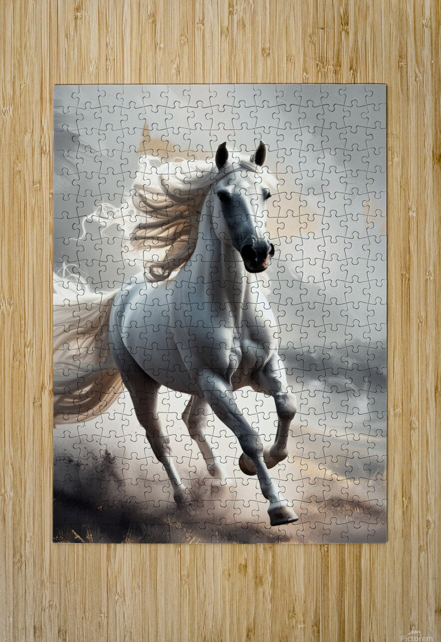 Majestic White Stallion in a Dreamy Realm osama eisa EL SHAHAT Puzzle printing