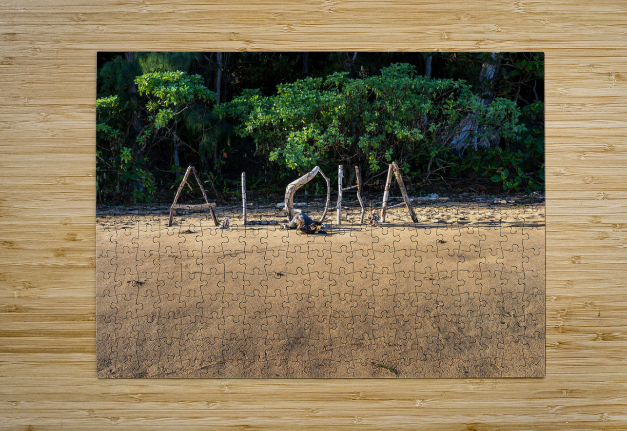 Aloha from Kauai: A driftwood greeting spells out a warm welcome Steve Heap Puzzle printing