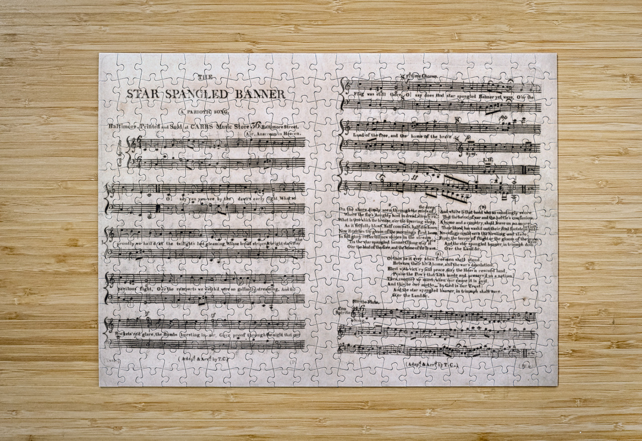 1814 Earliest Published Sheet Music for The Star-Spangled Banner by Francis Scott Key – Original Patriotic Publication Reflecting the War of 1812 Early American Music History and the Origins of the National Anthem History In Your Home Puzzle printing