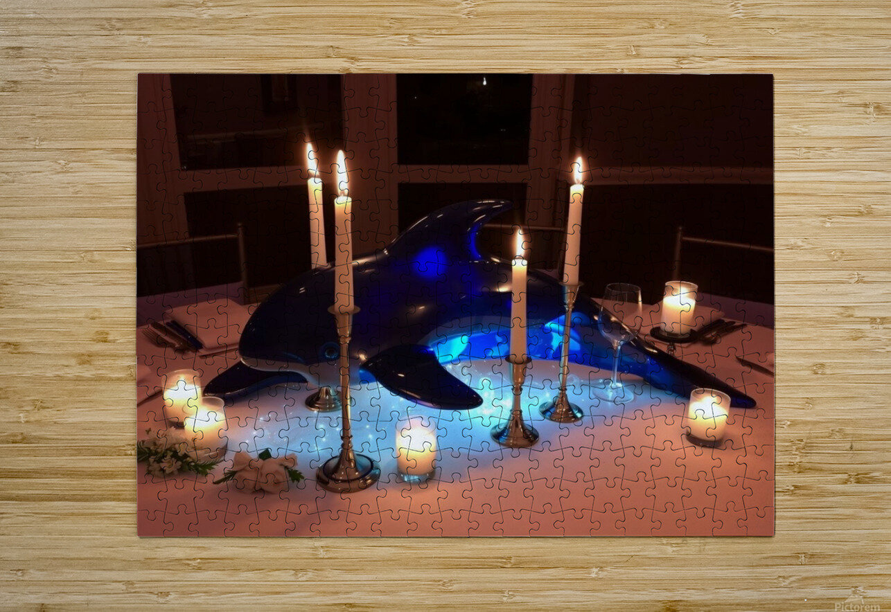 The dolphin with candles on the table is amazing and beautiful nor 2020 Puzzle printing