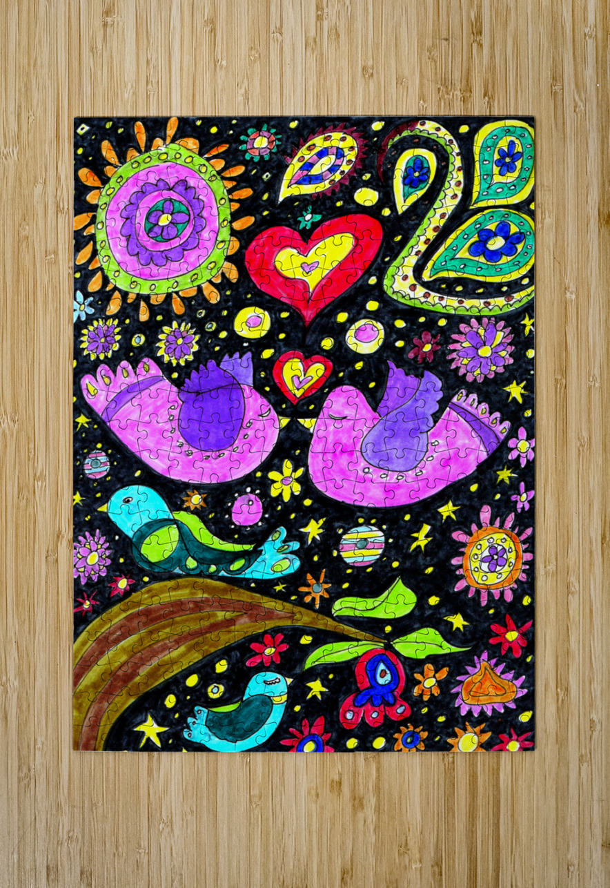Abstract Doodle Love Birds Catriona Roberts Nature Photography and Designs Puzzle printing