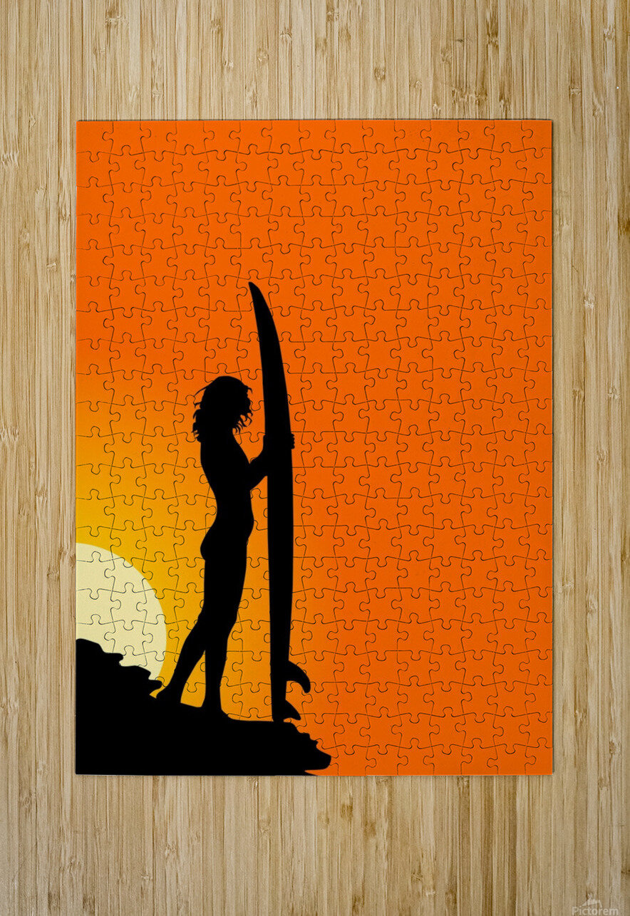 surfer sunset silhouette girl Samant4 Puzzle printing