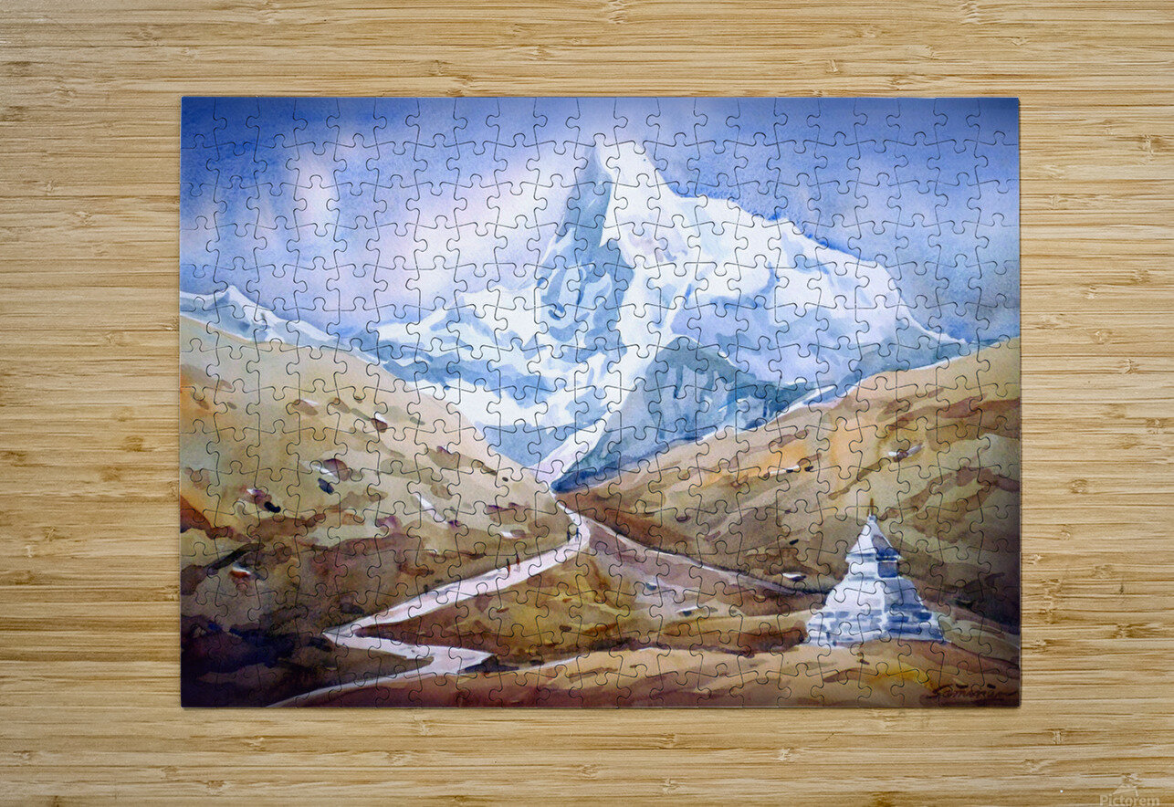 Majestic Mount Himalaya  Watercolor Painting  Samiran Sarkar Puzzle printing