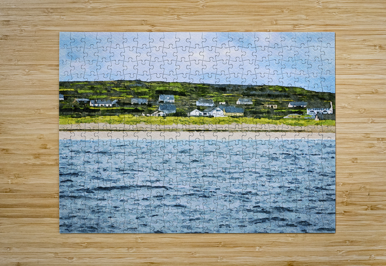 Watercolor landscape of Inishmore on the Aran Islands in Ireland Gestalt Imagery Puzzle printing