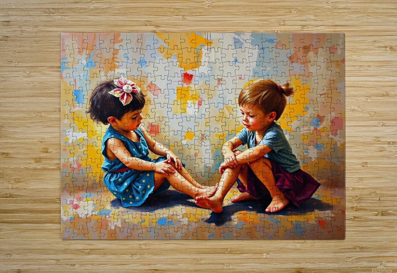 Oil painting depicting children playing rich text nor 2020 Puzzle printing
