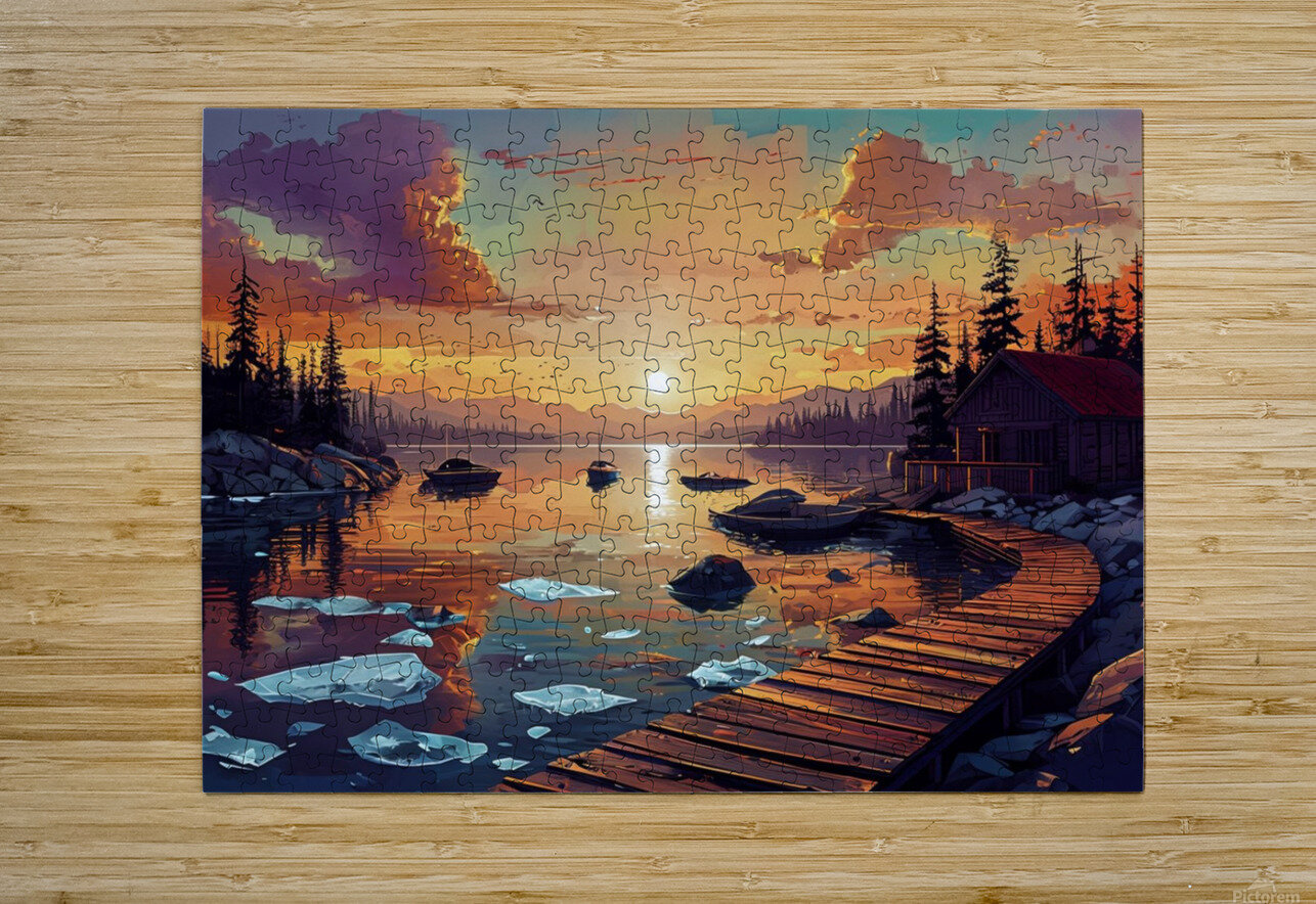 Golden Serenity: A Sunset Escape  Mohammed adam Puzzle printing