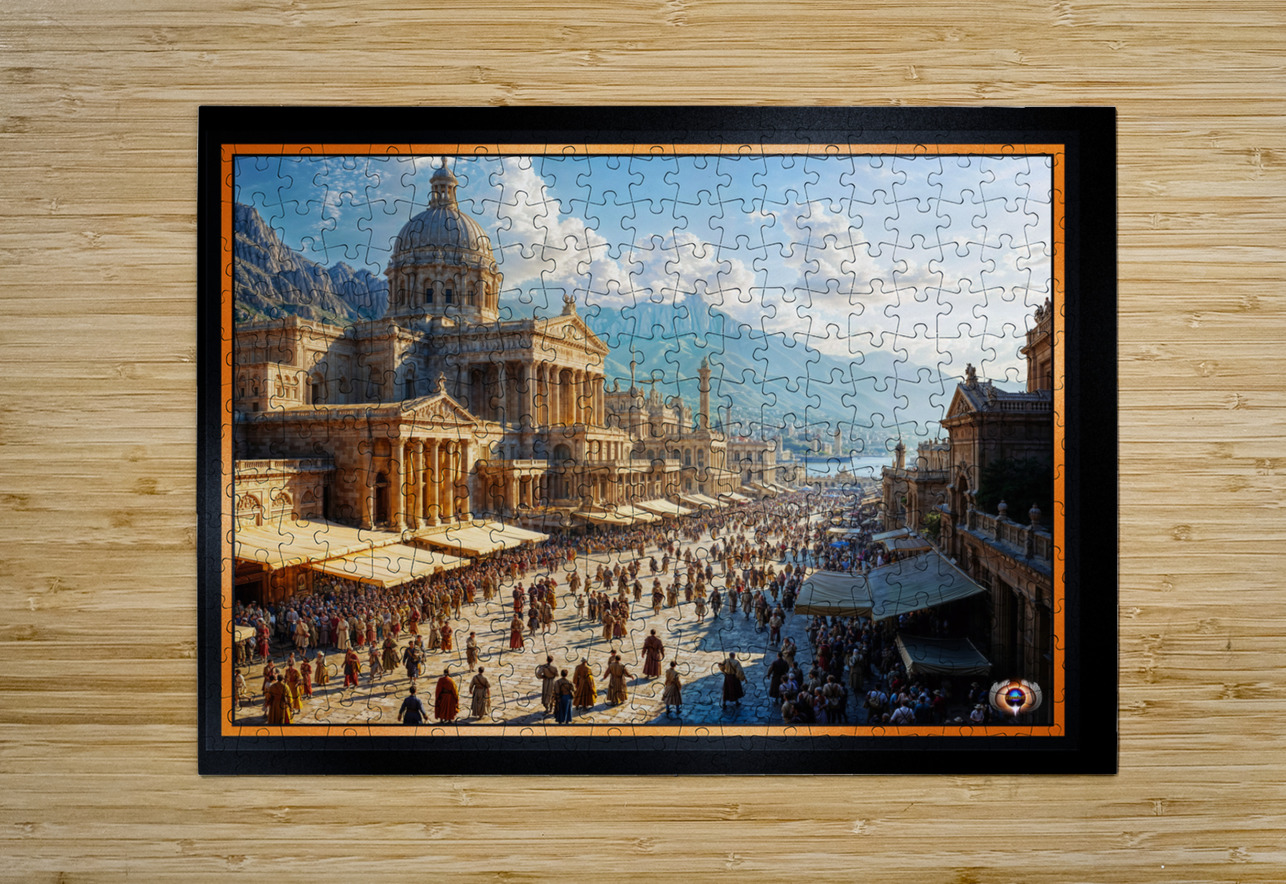 The Majestic Splendor of Trellus A Classical Cityscape Of The Golden Age Breathtaking AI Concept Art by Xzendor7 xzendor7 Puzzle printing
