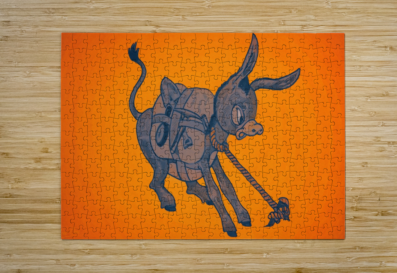Vintage Texas Western College Burro Mascot Art Row One Brand Puzzle printing