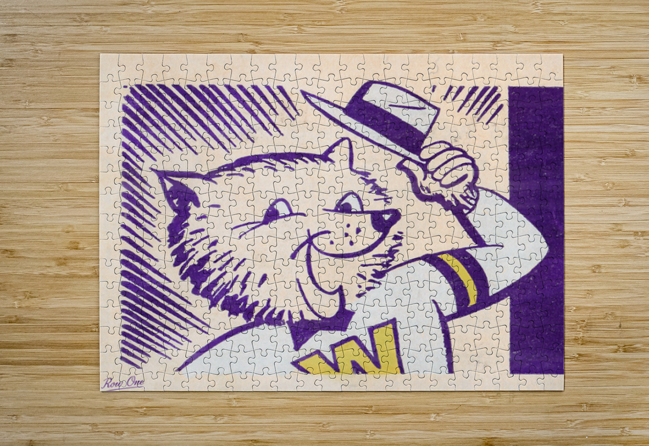 1950s Washington Husky Cartoon Art Row One Brand Puzzle printing