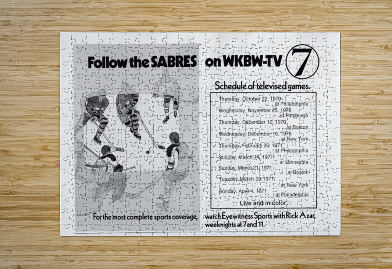 1971 Buffalo Sabres WKBW TV 7 Ad Row One Brand Puzzle printing