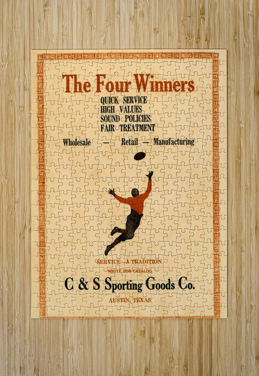 Early 1900s C and S Sporting Goods Ad in Austin Row One Brand Puzzle printing