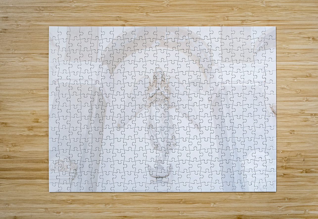 Ancient statue of angel in Italian old cemetery. Religious sculp Paolo Modena Puzzle printing