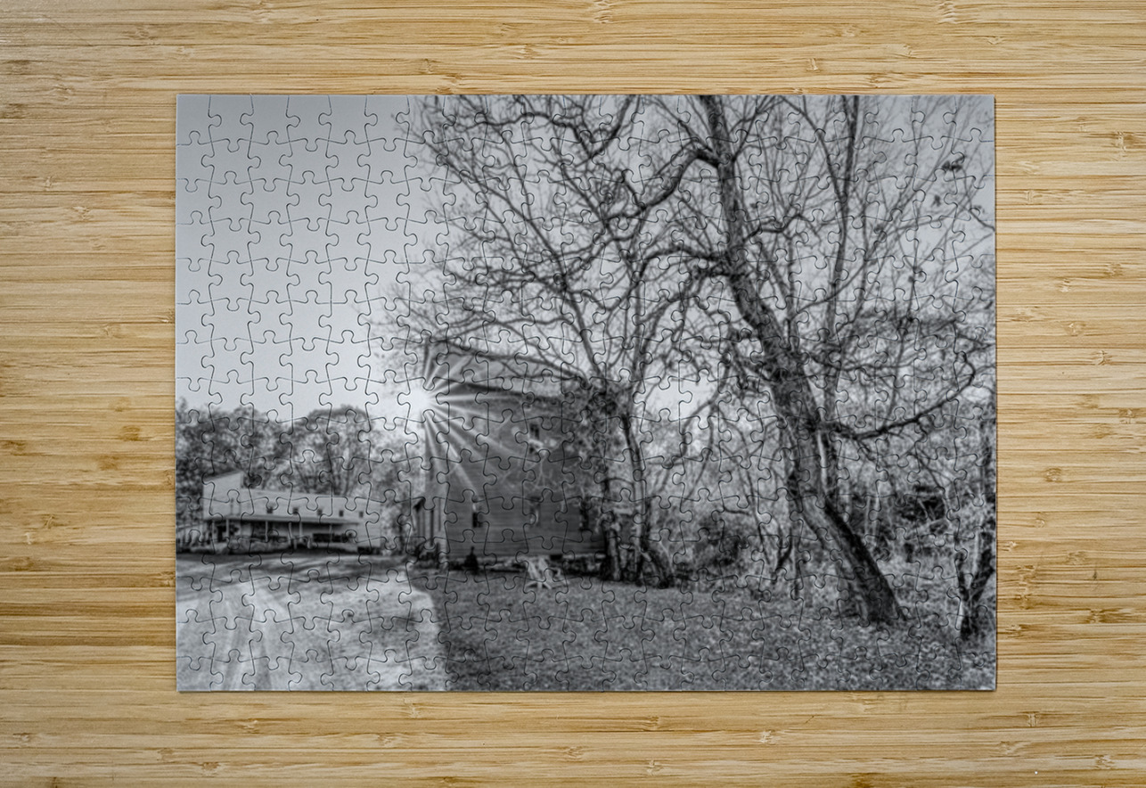 Evening Sunburst Topaz Mill Grayscale Jennifer White Puzzle printing