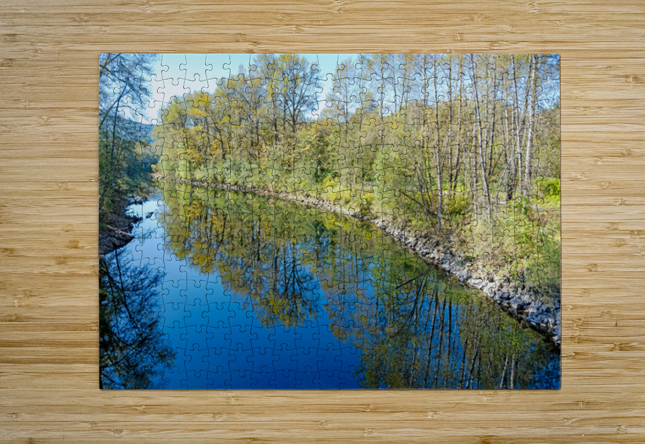 Snoqualmie River and early fall tree colors Lisa von Biela Puzzle printing
