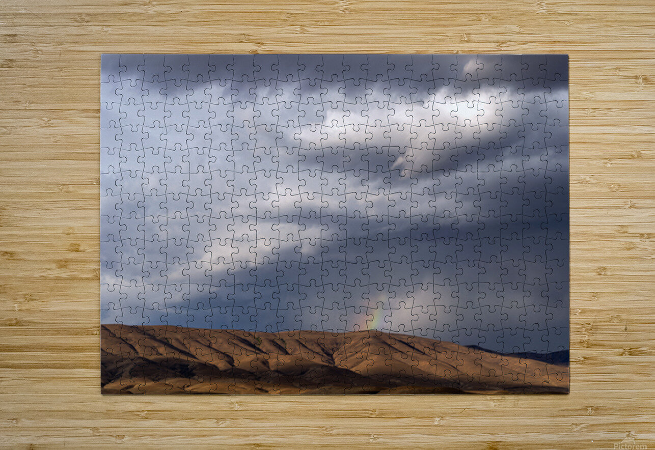 Rainbow with diagonal clouds over morning light on mountains Lisa von Biela Puzzle printing