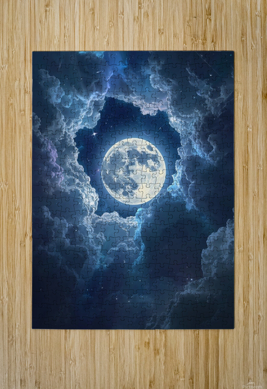 The Magical Moon Among the Clouds – A Fantasy Night Scene That Sparks the Imagination Inspire Art Puzzle printing