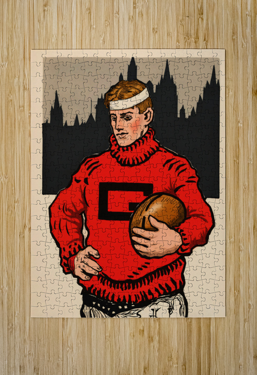 Early 1900s Georgia Bulldogs Player Art Remix Row One Brand Puzzle printing