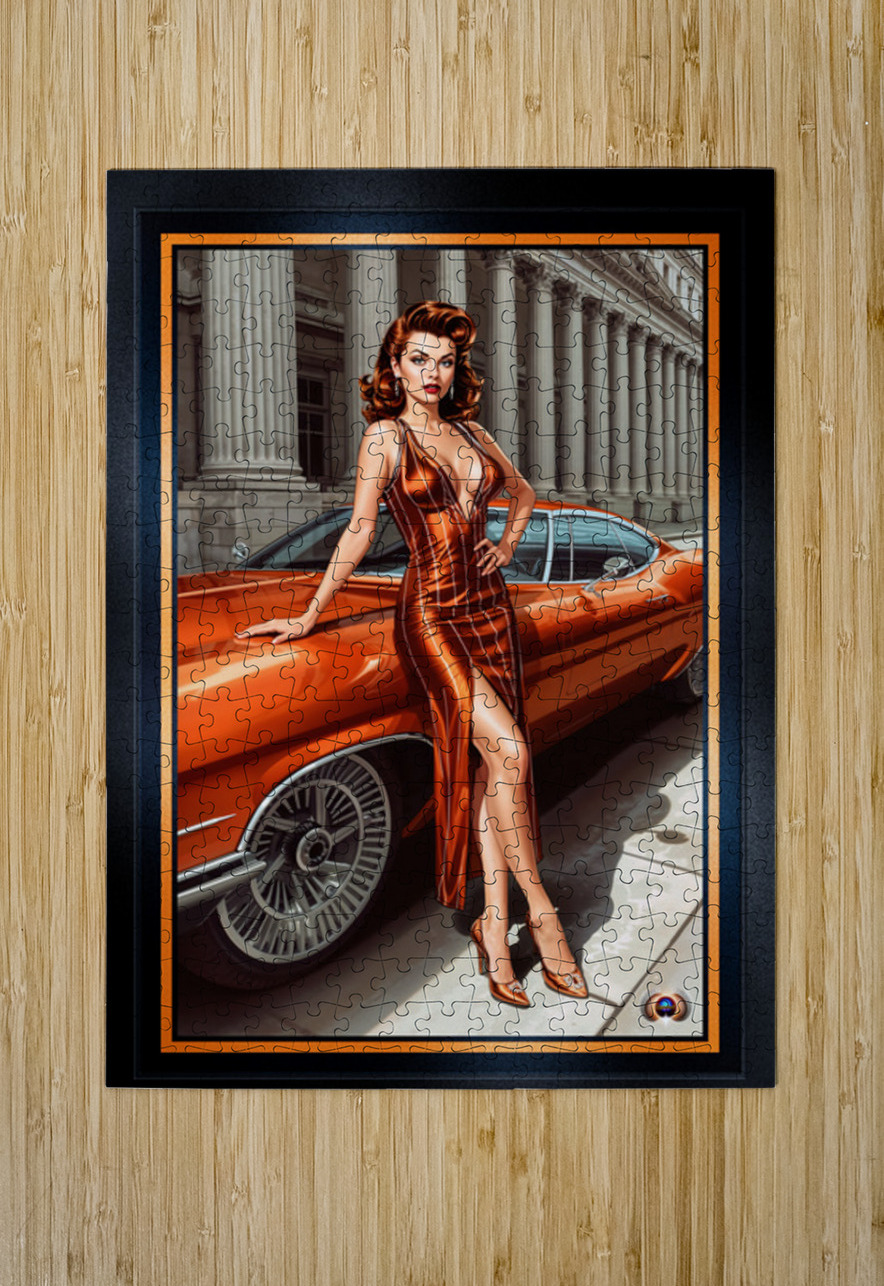 Retro Pinup Glamour Illustration Of Alessandra Valeriani Alluring AI Concept Art by Xzendor7 xzendor7 Puzzle printing