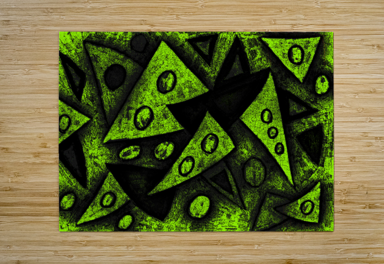 Abstract Green Grungy Triangles Catriona Roberts Nature Photography and Designs Puzzle printing