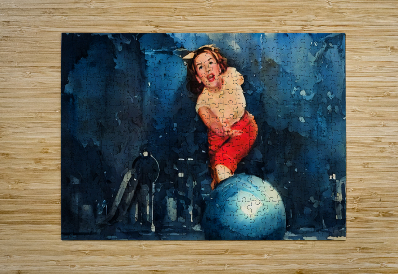 1947 Woman Bowling Art Row One Brand Puzzle printing
