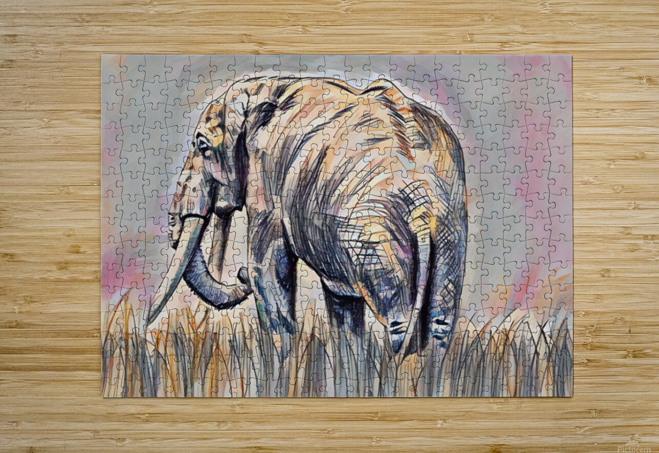 ArtXcl 339 elephant pencil sketch Forgotten Art Puzzle printing