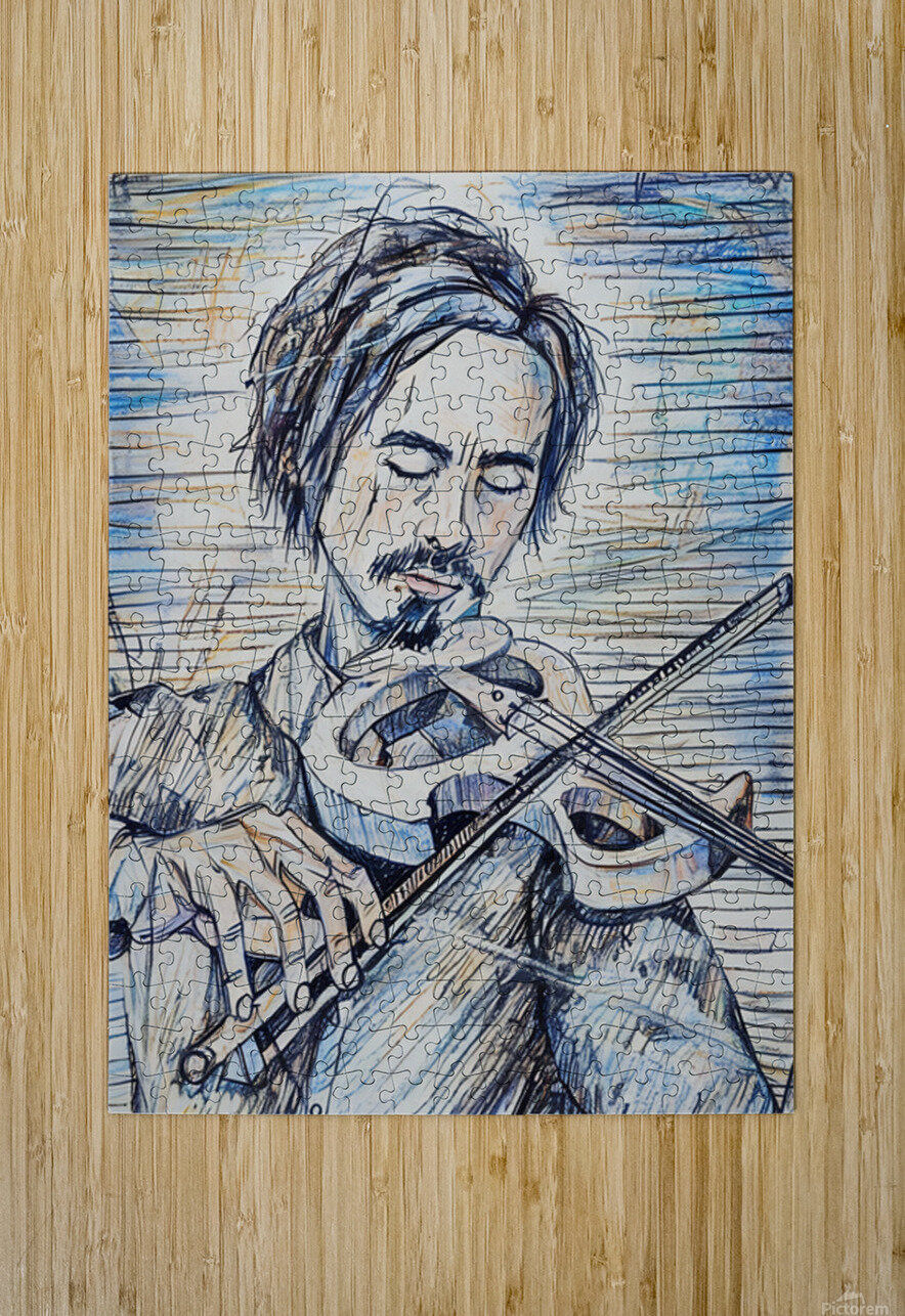 ArtXcl 336 violinist pencil sketch Forgotten Art Puzzle printing