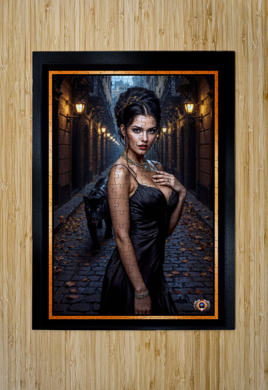 Tenchia Feltetti Walking With Her Panther Mesmerizing AI Concept Art by Xzendor7 xzendor7 Puzzle printing