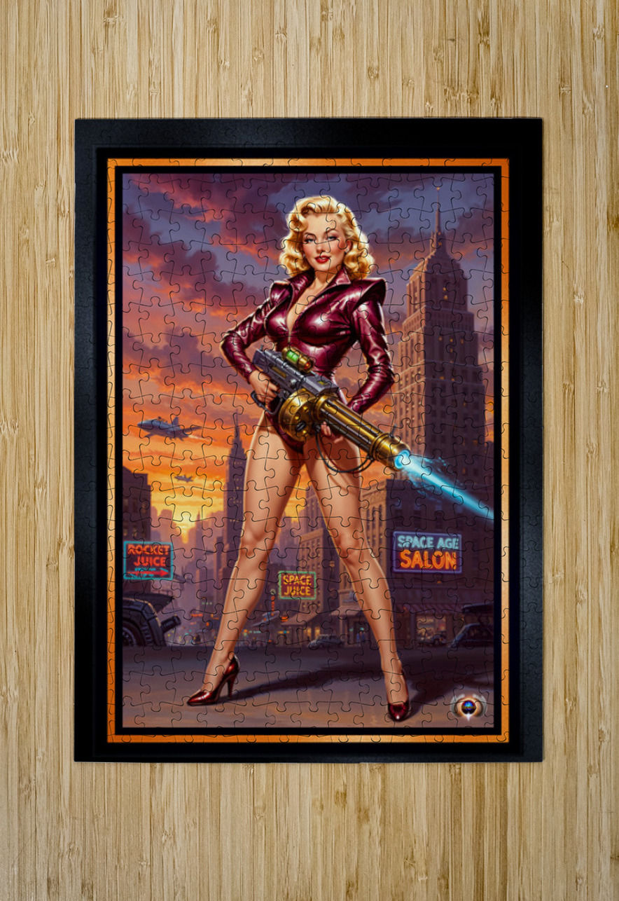 Scylla Quinara Retro-Fusion Pinup Girl Portrait Gorgeous AI Concept Art by Xzendor7 xzendor7 Puzzle printing