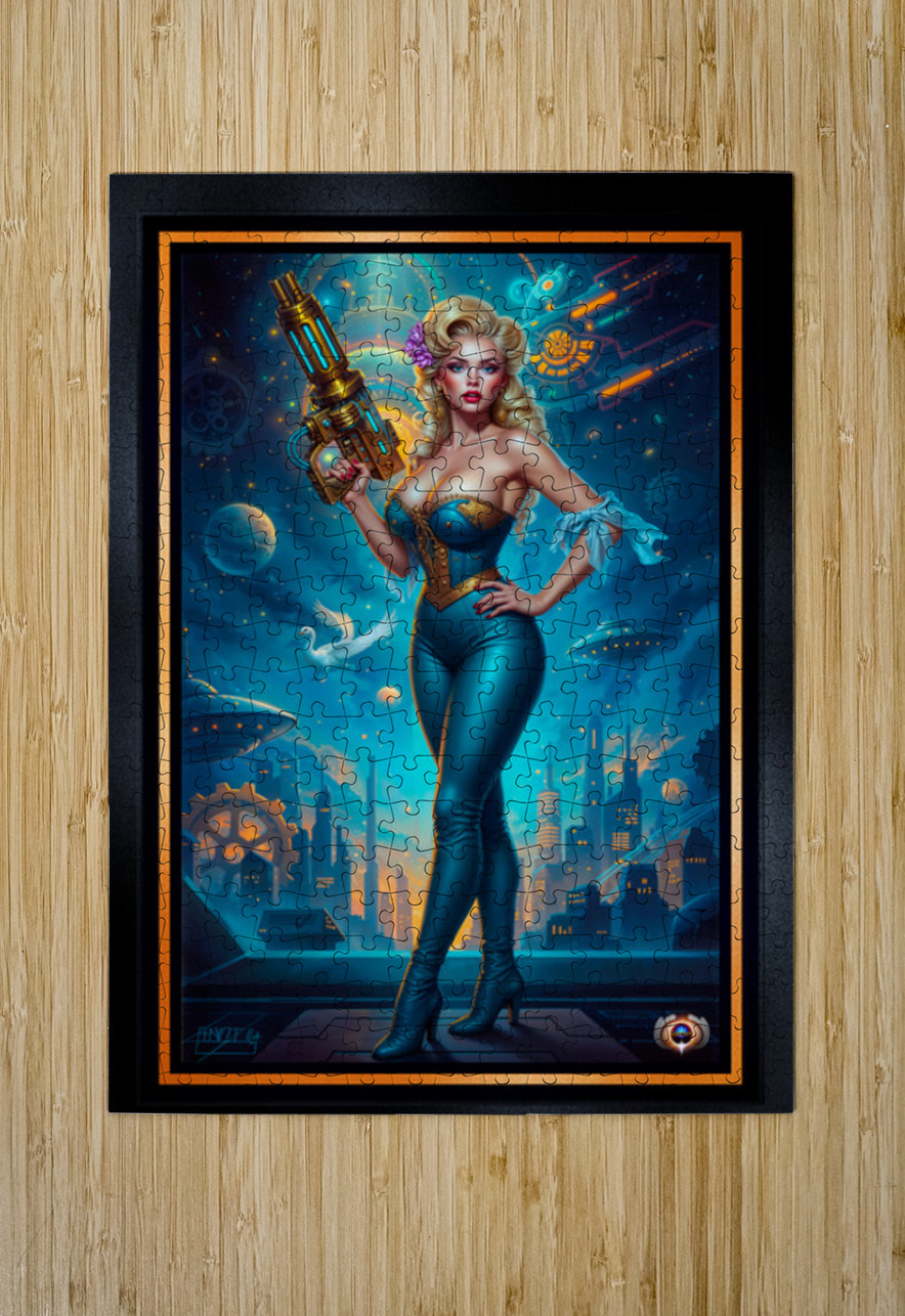 Stralina Livia Retro-Fusion Fantasy Pinup Illustration Captivating AI Concept Art by Xzendor7 xzendor7 Puzzle printing