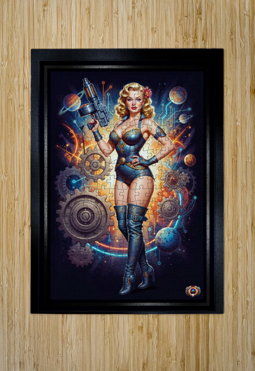 Trina Travera Surreal Retro-Fusion Steampunk Portrait Captivating AI Concept Art by Xzendor7 xzendor7 Puzzle printing