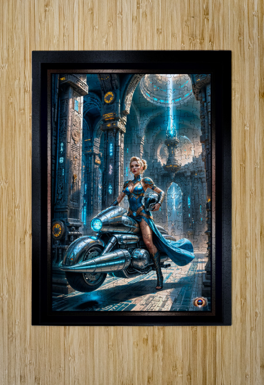 Metrelda Avinox Cadet Of Morvath Keep On Her Hovercycle Mesmerizing AI Concept Art by Xzendor7 xzendor7 Puzzle printing
