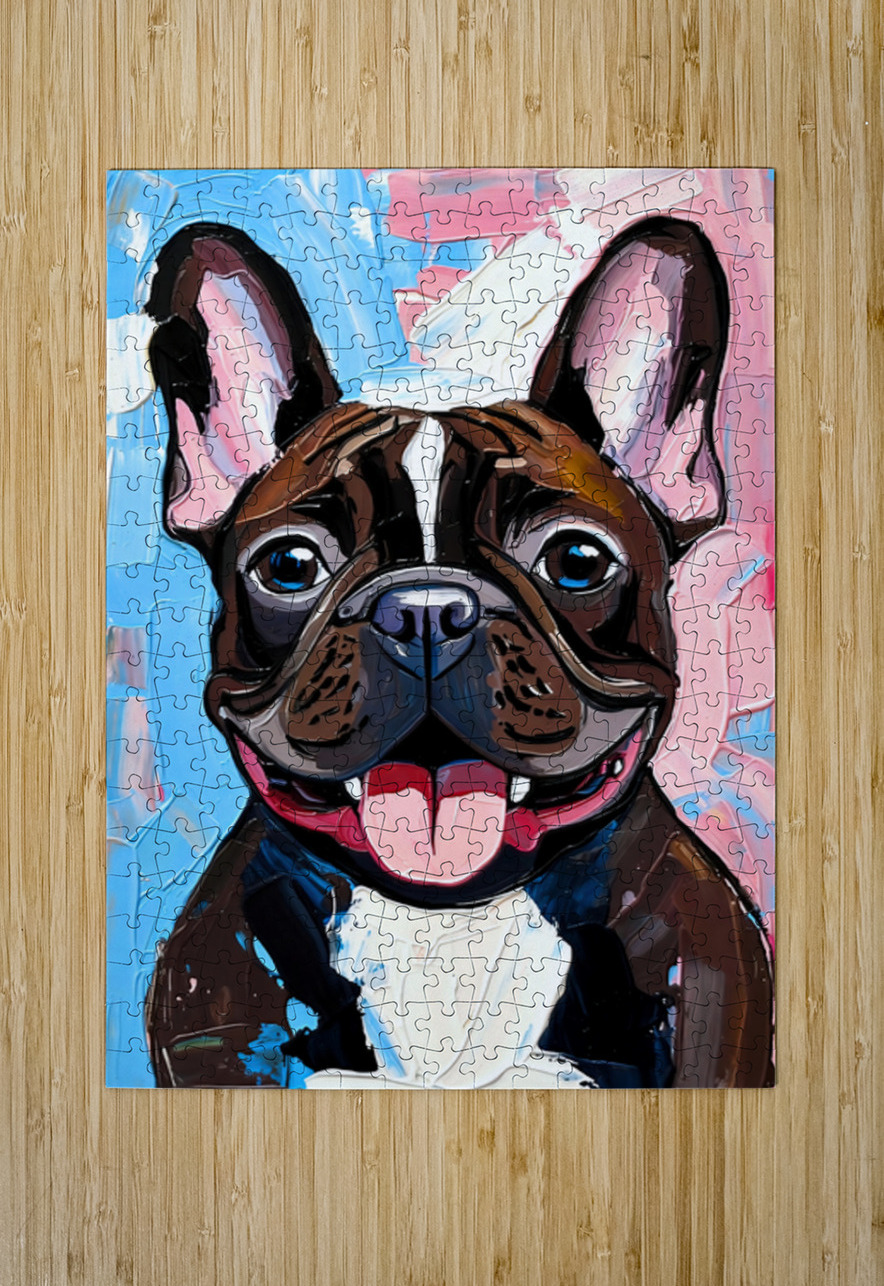 Smiling Brindle French Bulldog Pop Art Portrait Chris Butler Puzzle printing