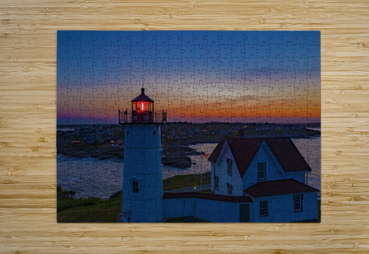 Nubble Light at Sunset Astronight Astrophotography by John Buonomo Puzzle printing