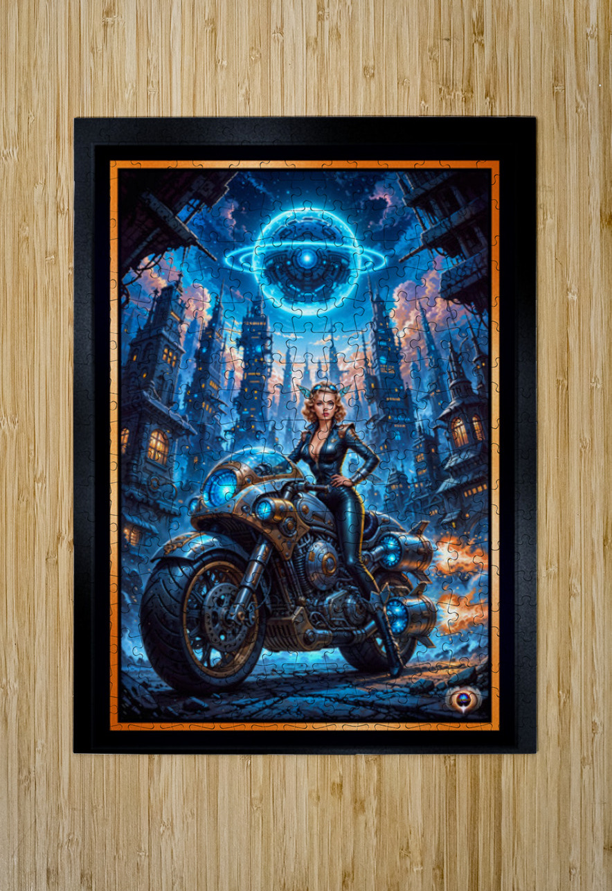 Cyber-Fantasy Portrait Of Lyria Vexis On Her Thunderclad Captivating AI Concept Art by Xzendor7 xzendor7 Puzzle printing