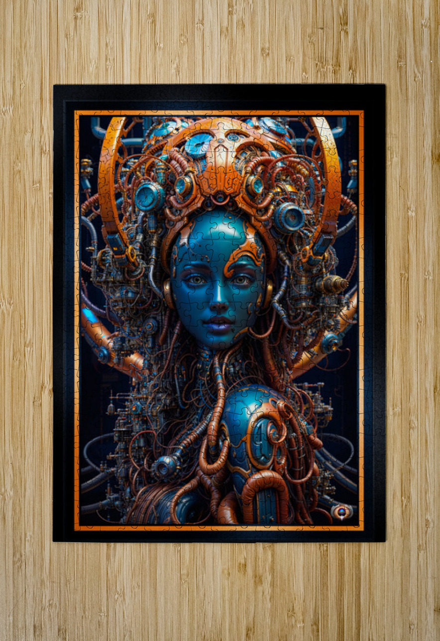 Biomechanical Portrait Of The Living Machine Lyrion Vexian Mesmerzing AI Concept Art by Xzendor7 xzendor7 Puzzle printing