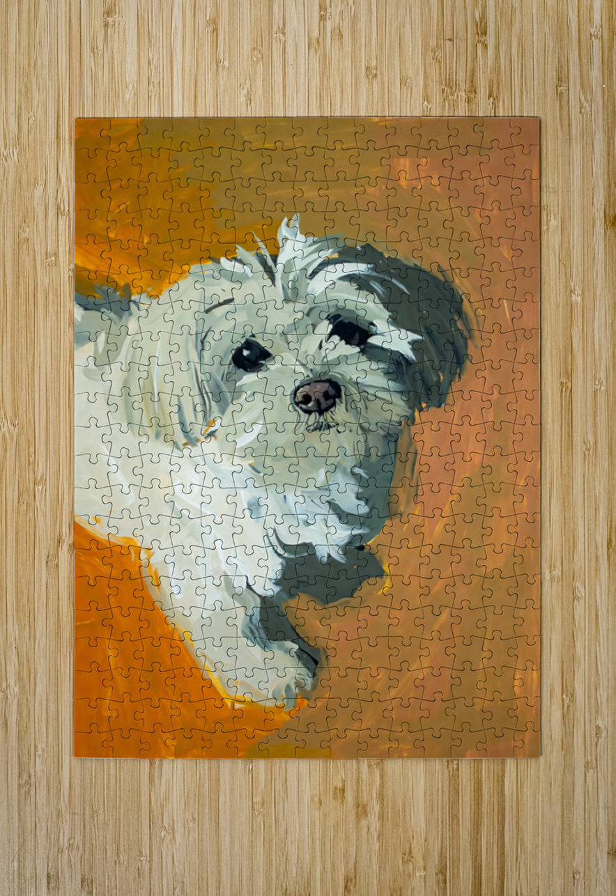Expressive White Maltese Shih Tzu Dog Portrait Chris Butler Puzzle printing