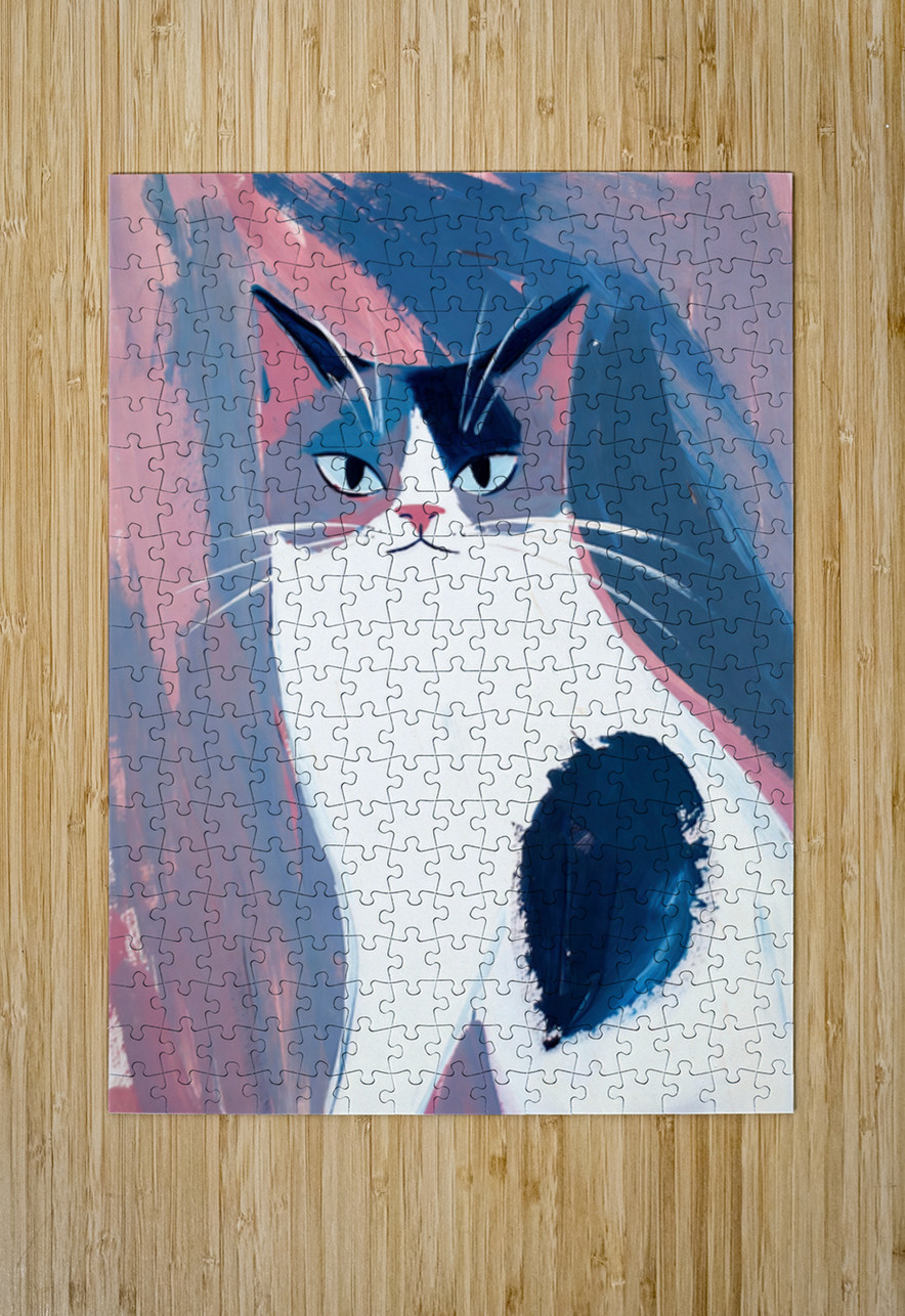 Sleek Blue and Pink Ragdoll Cat Portrait Art Chris Butler Puzzle printing